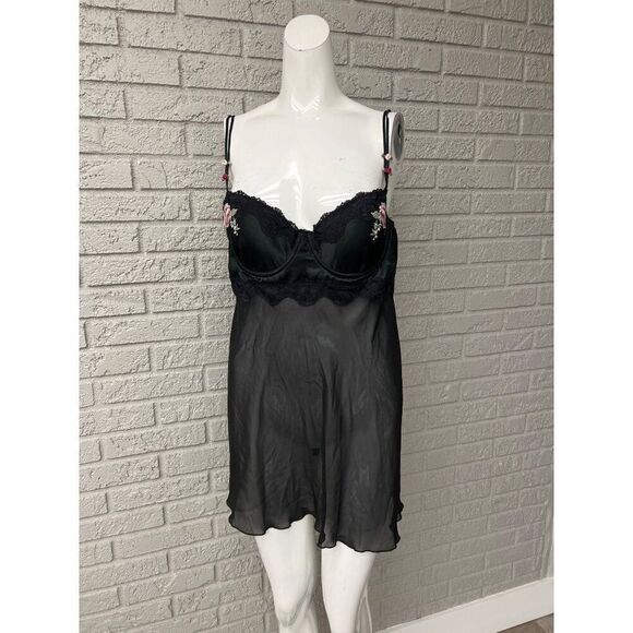 Linea Donatella Women Black Lingerie Baby Doll Dress Size XL - Picture 1 of 6